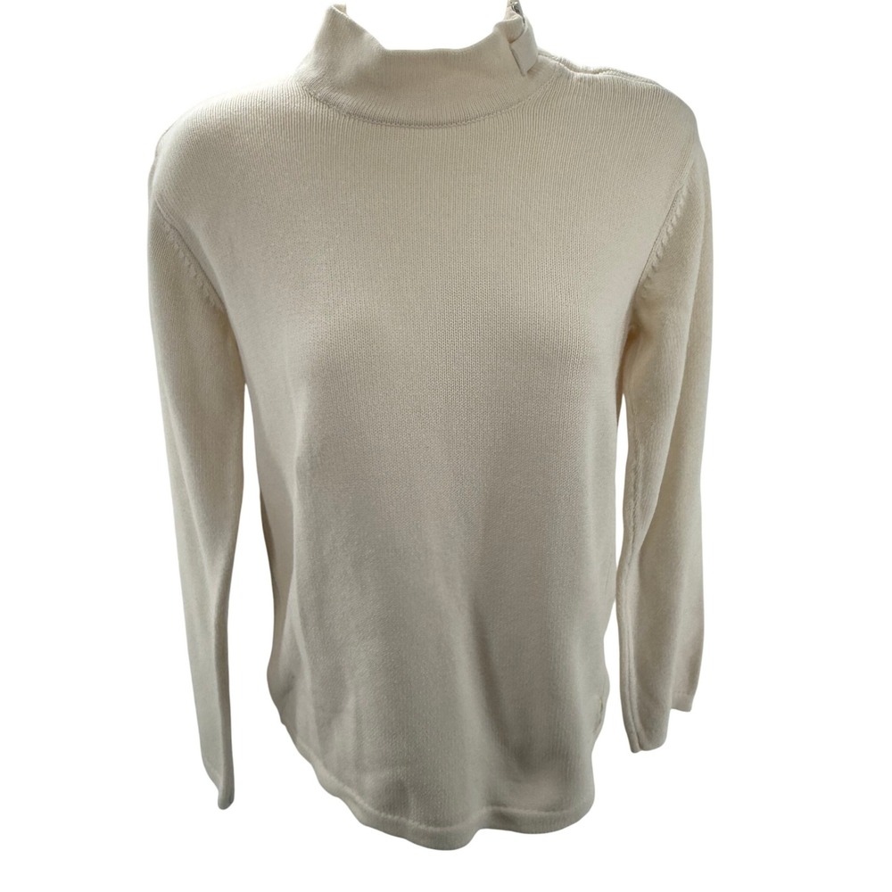Armani‎ Exchange AX Mock Neck Button Detail Cream Knit Sweater XS